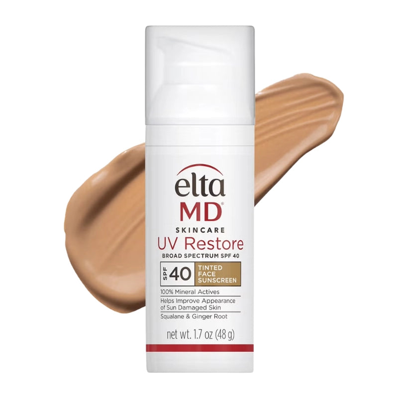 EltaMD UV Daily Tinted Broad Spectrum SPF 40 bottle with product smear at skin deep