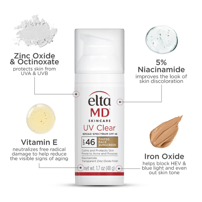 EltaMD UV Clear Tinted SPF 46 | Calming Sunscreen for Acne-Prone Skin