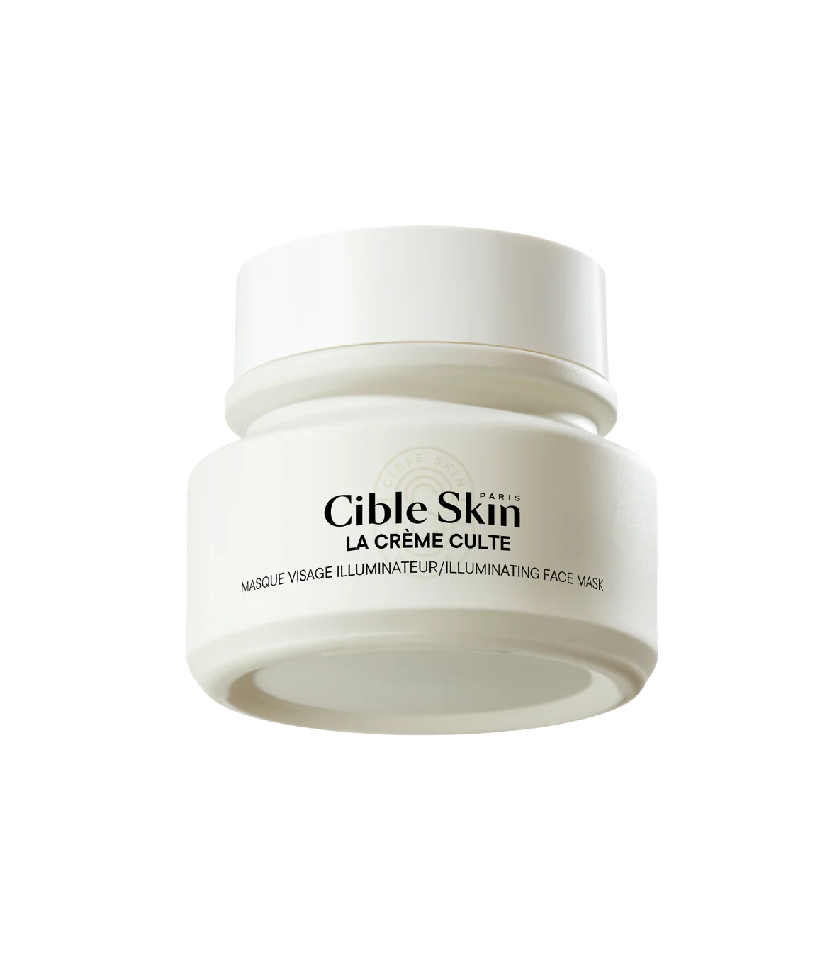 Cible Skin Mask-Crème Culte 50 mL jar and product floating
